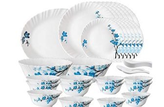 Larah by Borosil Mimosa Opalware Dinner Set, 33-Pieces, White