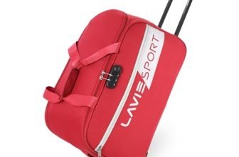 Lavie Sport Polyester Anti Theft Combi Lock Camelot Wheel Duffle Bag | Spacious Compartment | Duffle Bag | Build To Last Wheel And Trolley, Red,29 Cm