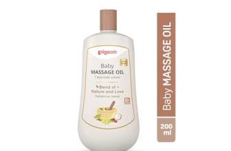 Pigeon Baby Massage Oil with Sweet Almond, Olive, Coconut, Sesame, Mustard, Castor & Soybean Oils – Nourishing & Gentle Moisturizer for Delicate Skin, Natural & Non-Greasy – 200 ml