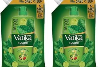 Dabur Vatika Health Shampoo – 1L (Refill Pouch) | With 7 natural ingredients | For Smooth, Shiny & Nourished Hair | Repairs Hair damage, Controls Frizz | For All Hair Types | Goodness of Henna & Amla