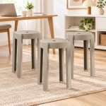 The Artment Khaki Set of 3 Tivo Plastic Stool Modern Stackable Multipurpose with Anti-Slip Base | Lightweight Waterproof PP Stool for Bathroom, Kitchen, Balcony & Living Room, Home & Office