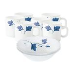 Larah by BOROSIL Opalware Floral Snacks Set – 8Pcs, White
