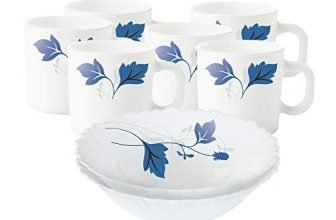 Larah by BOROSIL Opalware Floral Snacks Set – 8Pcs, White