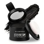 Glamveda Black Hair Cover-Up Powder, 4 g | Instant Grey Root Touch-Up & Hairline Filler for Thinning Hair, Bald Spots & Beard | Sweat-Resistant Natural Matte Finish | Built-In Mirror & Puff | Men & Women