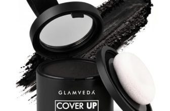 Glamveda Black Hair Cover-Up Powder, 4 g | Instant Grey Root Touch-Up & Hairline Filler for Thinning Hair, Bald Spots & Beard | Sweat-Resistant Natural Matte Finish | Built-In Mirror & Puff | Men & Women