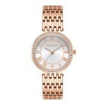 Giordano Eleganza Collection Watch for Women with Stainless Steel Strap and Crystal Embellished Bezel, Roman Numerals