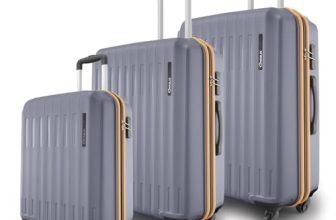 Safari Genius Alley Set of 3 (Cabin + Medium + Large) Trolley Bags Hard Case Polypropylene, 4 Wheels, 360 Degree Wheeling Luggage, Suitcase for Travel, Trolley Bags for Travel, Flintstone