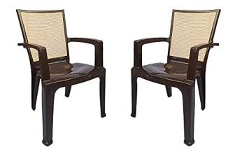 Nilkamal Plastic Chair for Living room with Arm |Set of 2 | 3 Year Warranty | For Home, Living Room, Outdoor | Season Rust Brown Colour | CHR2226