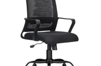 FABASIAN Ergonomic Office Chair with Breathable Mesh Back | Adjustable Height, Padded Seat, Lumbar Support, 360° Swivel, Smooth Rolling Casters, Modern Computer Desk Chair for Home & Office (Black)