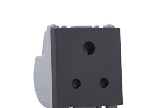 Wipro Northwest Nowa 6A 3 – Pin Socket With Euro Pin, Silver Grey (pack of 5)