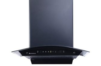Wonderchef Ultima C-Line 60cm 1400 m3/hr Auto Clean Curved Glass Chimney | Baffle Filter | 1400M3/Hr powerful suction | Touch + 3 speed Motion Sensor control | Low Noise | 7 Year Warranty | Black