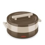 MILTON Valenza 1500 Insulated Inner Stainless Steel Casserole for Roti, 1250ml | Hot Box for Kitchen | Keeps Food Hot & Fresh | BPA-Free, Durable & Easy to Carry | Hot Pot with Lid for Home, Brown