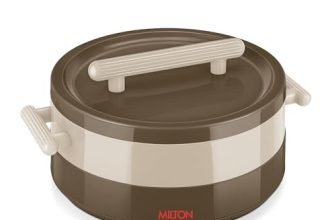 MILTON Valenza 1500 Insulated Inner Stainless Steel Casserole for Roti, 1250ml | Hot Box for Kitchen | Keeps Food Hot & Fresh | BPA-Free, Durable & Easy to Carry | Hot Pot with Lid for Home, Brown