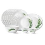 Larah by Borosil Crescent Fluted Series Opalware Dinner Set | 21 Pieces for Family of 6 | Microwave & Dishwasher Safe | Bone-Ash Free | Crockery Set for Dining & Gifting | Plates & Bowls | White