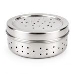 DEVENDRA ONLINE Stainless Steel Green Coriander & Curry Leaves Storage Box | Air Ventilated Steel Food Container | Fresh Dhaniya/Kothmir Dabba | Sprouts & Herbs Fridge Storage (600)