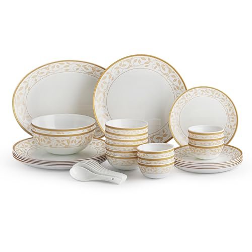 Larah by Borosil 19 Pieces Leona Opalware Dinner Set for Family of 6