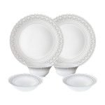 Larah by Borosil Classic Opalware Dinner Set, 6 -Piece, White