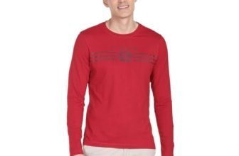 U.S. POLO ASSN. Men’s Crew Neck Long Sleeve Brand Print Cotton T-Shirt (USTSHS1386_Red_XL)