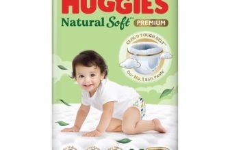Huggies Natural Soft Premium Baby Diaper Pants, Our No.1 Soft Pants, Medium (M) Size (7-12 Kgs), Pack of 60 diapers | Cloud Softness All over with India’s 1st Cloud Touch BeltTM