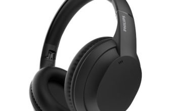 PHILIPS TAH4050 Wireless Bluetooth Headphones with Mic, 40mm Dynamic Drivers, Bluetooth 6.0, Up to 30H Playtime, Dual Device Pairing, USB-C Fast Charging, AUX Support, Over-Ear Headset, Black ion.