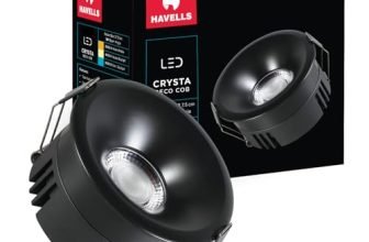 Havells Crysta Deco Cob 12W 6K Matt Black,Led-Spotlights,Energy Efficient,Long Life of 25000 Burning Hours,Beam Angle of 36°,Metal Body Cob with Independent Driver,Cool Daylight (6500K)