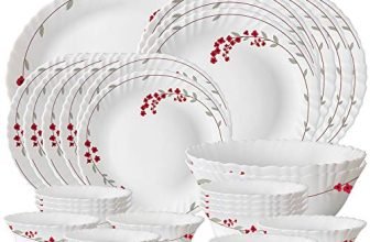 Larah by Borosil Verona Opalware Dinner Set, 27-Pieces, White