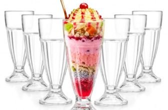 CELLO Falooda Glass Set of 6 Pcs 300ml, Transparent | Freezer & Fridge Safe, Leadfree Dishwasher Safe Toughened Crystal Clear Glasses Set for Drinking Juice Milkshake Cocktail Mocktail Coldrinks Soda