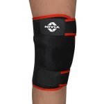 Nivia Adjustable Knee Support for Men & Women, Comfortable Compression Sleeve with Velcro Strap, Ideal for Sports, Gym, Running, Fitness & Joint Protection, Black/Red (Single Piece)