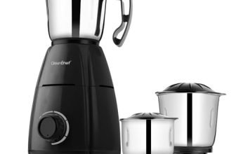 Greenchef Jawa 600W Mixer Grinder with 3 Stainless Steel Jars | 18000 RPM Heavy Duty Motor | 3-Speed Control with Incher | Black