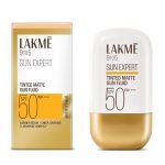 Lakme Sun Expert Tinted Dry Matte Sunscreen Fluid SPF 50+ PA++++ | 1% Ceramide Complex for Skin Barrier Repair | Sheer Coverage Foundation Like Finish – Beige (50ml)