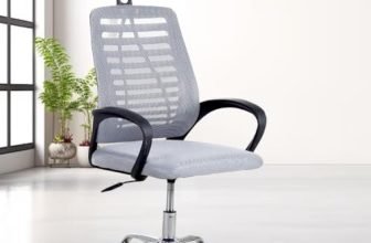 Casa Copenhagen,Mesh Office Desk,Rocking, Ergonomic Computer Chair Adjustable High with Headrest and Comfortable Armrest Swivel Chair – Grey & Black Handle