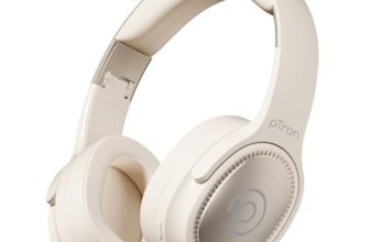 pTron Studio Pro w/ 65Hrs Playtime, Wireless Over Ear Headphones with HD Mic, Dual Device Pairing, TruTalk AI-ENC Calls, Low-Latency Game & Music, 40mm Drivers, BT5.4, Type-C Fast Charging (Cream)