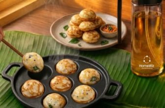 HomeWiz Cast Iron Appe Pan 7 Cavity 18 cm | Free Oil Dispenser 500ml | Pre-Seasoned Appe Maker for Appam, Paniyaram & Appe | Non Stick Appam Pan | Naturally Non-Stick | Works On Induction & Gas