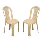 Nilkamal Plastic Chair for Living room |Set of 2 | 3 Year Warranty | For Home, Living Room, Outdoor | Marble Beige Colour | CHR4002