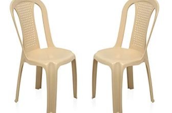 Nilkamal Plastic Chair for Living room |Set of 2 | 3 Year Warranty | For Home, Living Room, Outdoor | Marble Beige Colour | CHR4002
