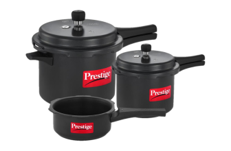 Prestige HA Popular + 5 L, 3 L, 2 L Outer Lid Induction Bottom Pressure Cooker & Pressure Pan(Hard Anodized)