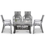 MAHARAJA Luxury Plastic Armchair & Table Set | Heavy-Duty & Sleek Design for Every Space (Silver, 4 Chair+1 Table)