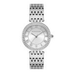Giordano Eleganza Collection Watch for Women with Stainless Steel Strap and Crystal Embellished Bezel, Roman Numerals