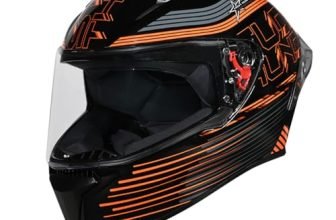 STUDDS Thunder D11 ISI and DOT Certified Full Face Helmet for Men and Women with Clear Visor – Black Orange L