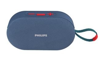 PHILIPS Audio TAS1400BL Wireless Bluetooth Speaker with Deep Bass, Passive Radiator, 12W Sound Output, 1200mAh Rechargable Battery, RGB Light Modes, 10H Playtime, Supports TF/USB/BT Modes (Blue)