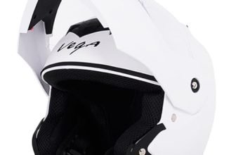 Vega Crux ISI Certified Flip-Up Helmet for Men and Women with Clear Visor(White, Size:M)