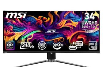 MSI MPG 341CQPX QD-OLED 34 Inch 2K UWQHD Curved Gaming Monitor – 3440 x 1440(21:9) QD-OLED Panel, 240Hz / 0.03ms, 99.3% DCI-P3, ΔE≤2, DisplayHDR True Black 400, DP 1.4a, HDMI 2.1, USB Type C(PD:98W)