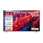 LG 108 cm (43 inch) Ultra HD (4K) LED Smart WebOS TV 2026 Edition with NANO Detail Enhancer, HDR10 Pro, 4K Super Upscaling Alpha7 AI Processor 4K Gen9, Dolby Atmos, AI Sound Pro (9.1.2 ch), Multi AI (Google Gemini & MS Copilot), Linear Flow Design, 60Hz VRR, 5 Years OS upgrade, Secured by LG Shield,