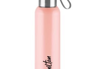 Milton Halo 600 Steel Thermoware, Inner Steel, PU Insulated, Leak Proof Water Bottle for School Kids, Office, Gym, Easy to Carry Strap, 500 ml, Pink