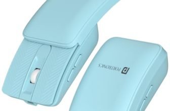 Portronics Toad Fold Wireless Bluetooth Mouse with Dual Wireless (BT + 2.4 GHz), Foldable Mouse, Rechargeable Battery, Multi-Device Pair, Up to 3200 DPI Sensitivity (Sky Blue)