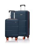 HRX Zanzibar 2Pc Set (Cabin + Medium) Blue Polypropylene Hard Shell Suitcase Set – Premium Travel Trolley Bags with 8 Spinner Wheels, Number Lock & Water Resistant Body