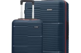 HRX Zanzibar 2Pc Set (Cabin + Medium) Blue Polypropylene Hard Shell Suitcase Set – Premium Travel Trolley Bags with 8 Spinner Wheels, Number Lock & Water Resistant Body