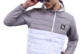 The Indian Garage co White Regular Fit Colourblocked Hooded Puffer Jacket