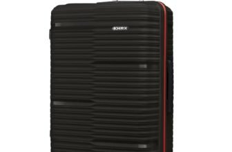 HRX Zanzibar Large Size Haileys Black Polypropylene Hard Shell Suitcase – Premium Travel Trolley Bag with 8 Spinner Wheels, Number Lock & Water Resistant Body