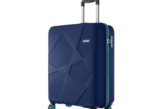 Safari Cabin Pentagon Pro 8 Wheels Spinner 55Cm Trolley Bag Hard Case Polypropylene, 360° Wheeling Carry on Luggage for Men & Women, Suitcase for Travel, Navy